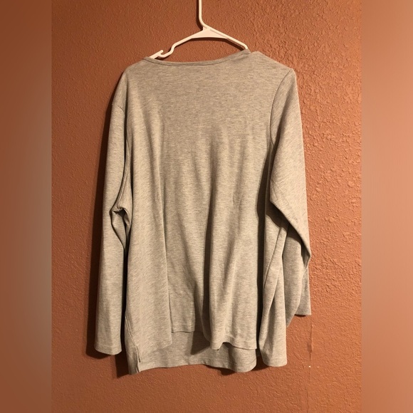 Quacker Factory Gray Blessed Top 2X - Picture 3 of 3